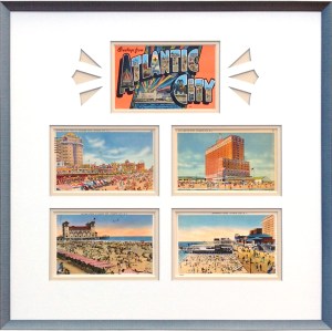 Vintage postcards framed, Atlantic City New Jersey